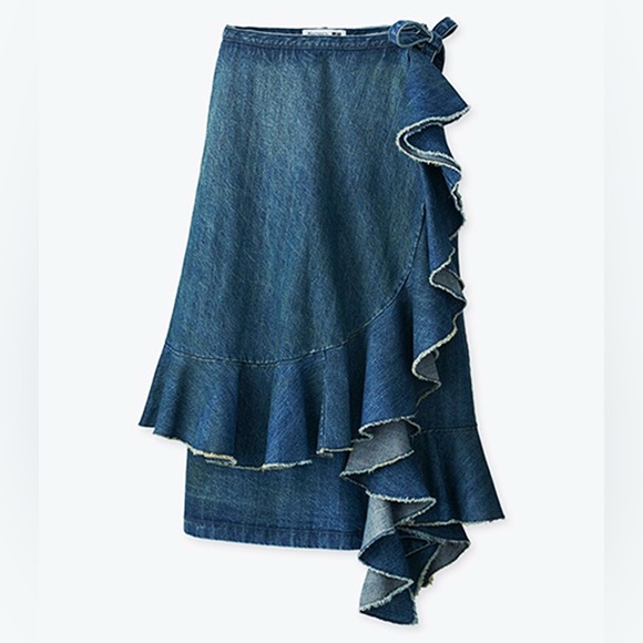 JW ANDERSON Denim Ruffle Midi Skirt - Picture 3 of 6